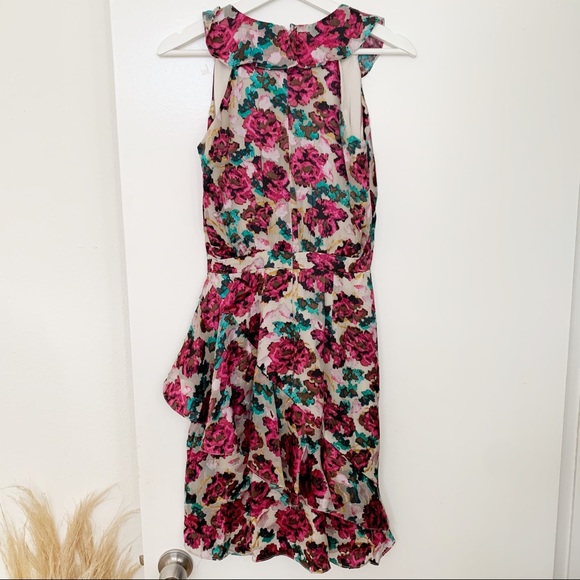 Saloni Rita Ruffled Floral Fil Coupé Chiffon Dress - Picture 7 of 8